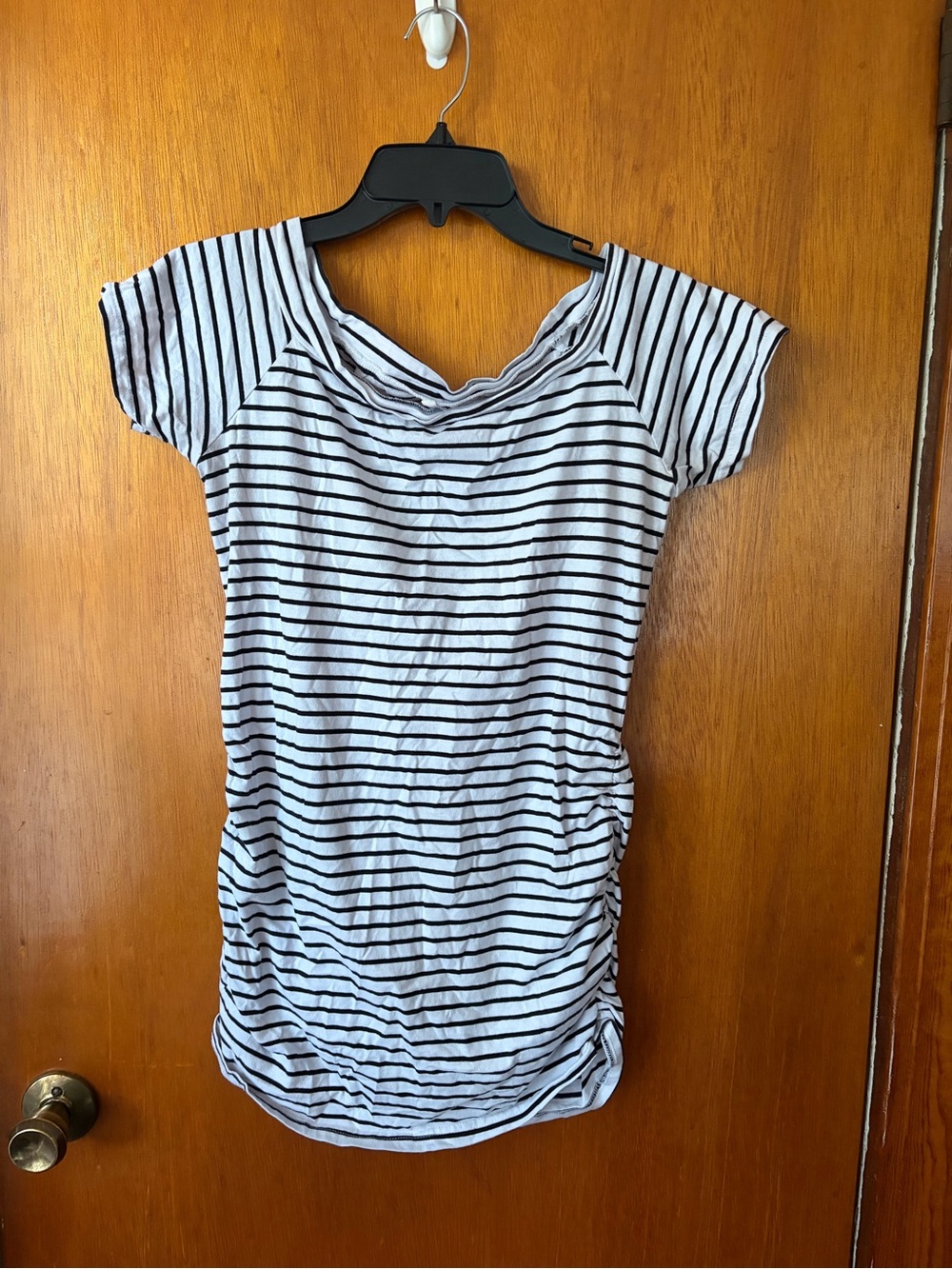 Striped Short Sleeve Maternity Tee - White/Black